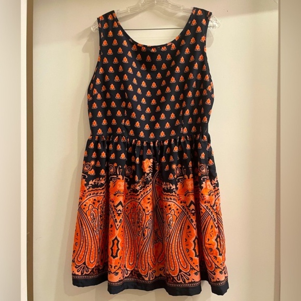 Blue and Peach Lotus Cupcake Dress